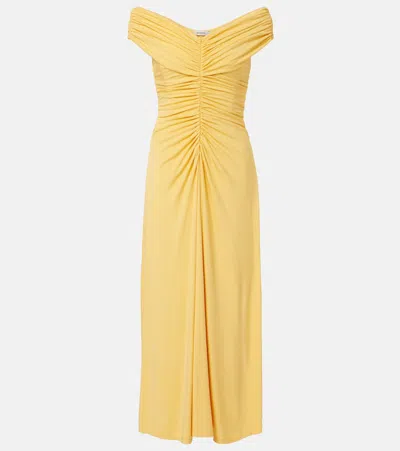 Simkhai Sheyda Draped Stretch-jersey Midi Dress In Yellow