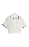 Simkhai Shiloh Open-knit Cotton-blend Shirt In White