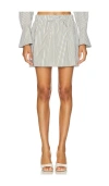 Simkhai Shiori Drawstring Cotton Stripe Mini Skirt In Army Green Stripe