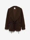 Simkhai Tie-waist Fleece Jacket Coat In Brown