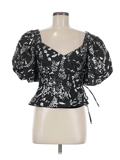 Pre-owned Simkhai Short Sleeve Blouse In Black