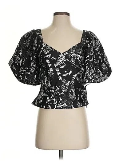 Pre-owned Simkhai Short Sleeve Blouse In Black