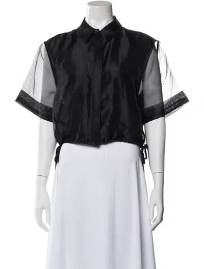 Pre-owned Simkhai Short Sleeve Blouse In Blue