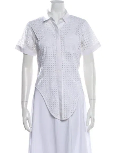 Pre-owned Simkhai Short Sleeve Button-up Top In White
