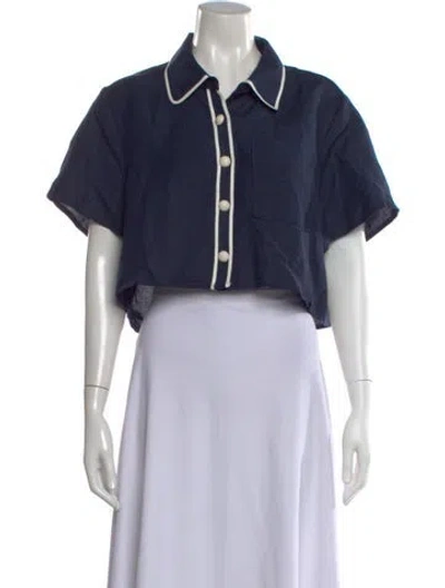 Pre-owned Simkhai Short Sleeve Crop Top In Blue