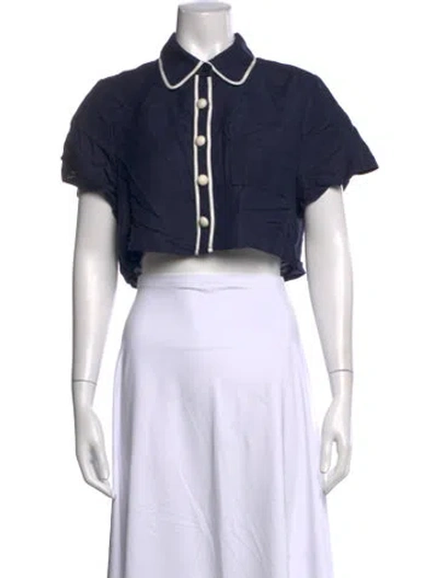 Pre-owned Simkhai Short Sleeve Crop Top In Blue