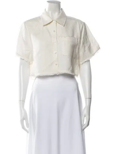 Pre-owned Simkhai Short Sleeve Crop Top In White