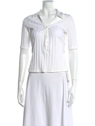 Pre-owned Simkhai Short Sleeve Polo In White
