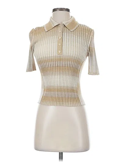 Pre-owned Simkhai Short Sleeve Top Ivory Collared Neckline Tops In White