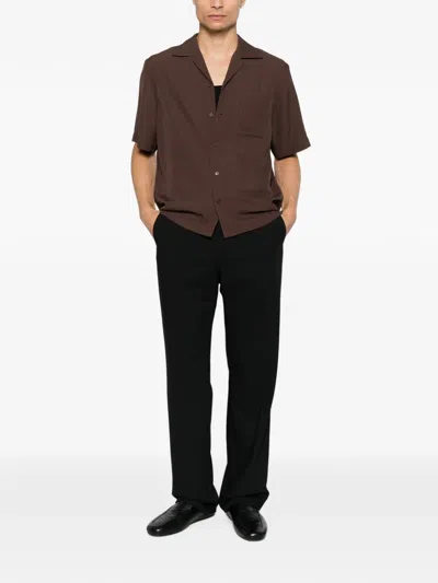 Simkhai Short-sleeve Camp-collar Shirt In Brown