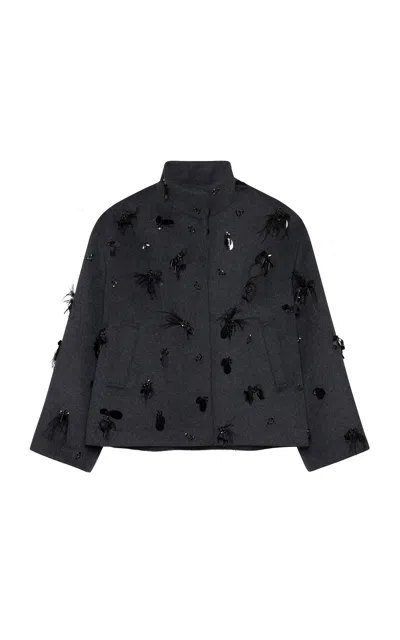 Simkhai Siena Embellished Wool-blend Jacket In Black