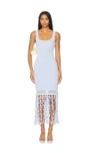 Simkhai Signa Lattice Fringe Midi Tank Dress In Blue