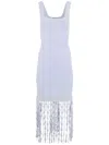 Simkhai Signa Lattice Fringe Midi Tank Dress In Blue