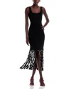 Simkhai Signa Lattice Fringe Dress Black In Black