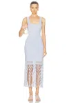 Simkhai Signa Lattice Fringe Midi Tank Dress In French Blue