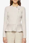 Simkhai Andi Peplum Knit Jacket In Ivory