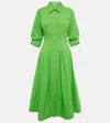 Simkhai Jazz Pintucked Cotton-blend Poplin Midi Shirt Dress In Green