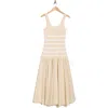 Simkhai Silas Sleeveless Knit Bodice Combo Midi Dress In Sand Stripe