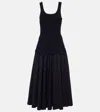 Simkhai Silas Drop-waist Knit-combo Midi Dress In Blue