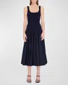 Simkhai Silas Drop-waist Knit-combo Midi Dress In Midnight