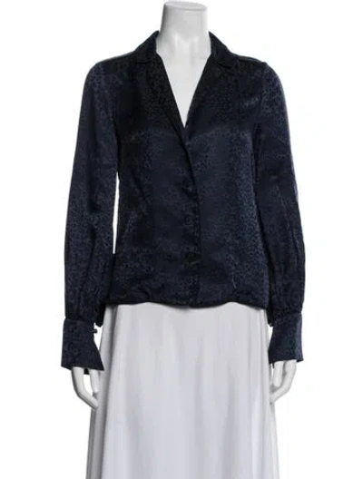 Pre-owned Simkhai Silk Animal Print Blazer In Blue