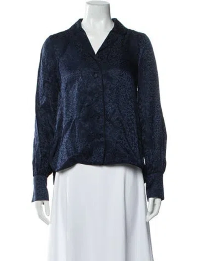 Pre-owned Simkhai Silk Animal Print Blouse In Blue