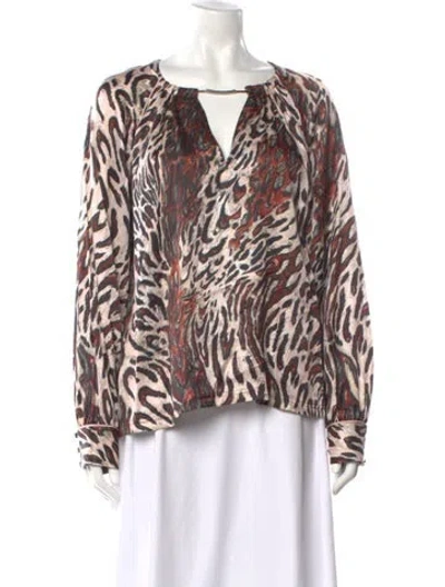 Pre-owned Simkhai Silk Animal Print Blouse In Pink