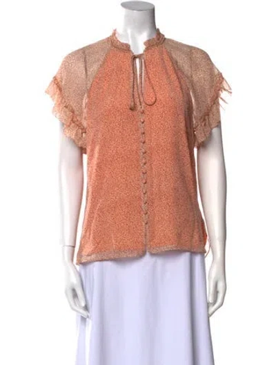 Pre-owned Simkhai Silk Animal Print Blouse W/ Tags In Neutral