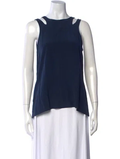 Pre-owned Simkhai Silk Asymmetrical Top In Blue