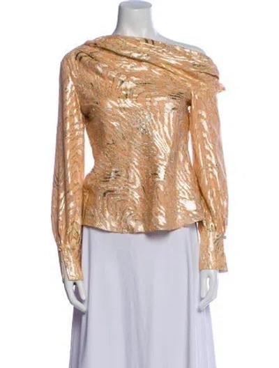 Pre-owned Simkhai Silk Bateau Neckline Blouse In Neutrals