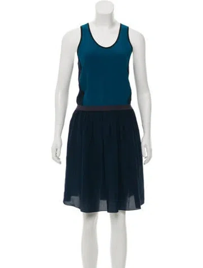Pre-owned Simkhai Silk Colorblock Dress In Blue