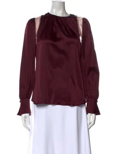 Pre-owned Simkhai Silk Crew Neck Blouse In Burgundy