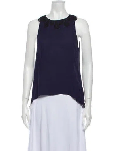 Pre-owned Simkhai Silk Crew Neck Top In Blue