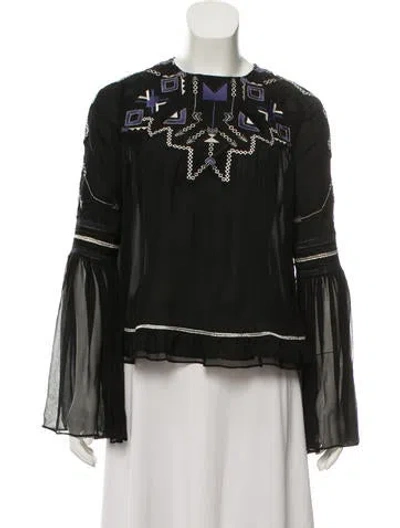 Pre-owned Simkhai Silk Embroidered Blouse In Black