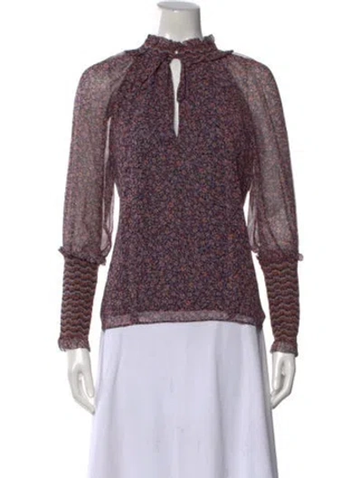Pre-owned Simkhai Silk Floral Print Blouse In Multi
