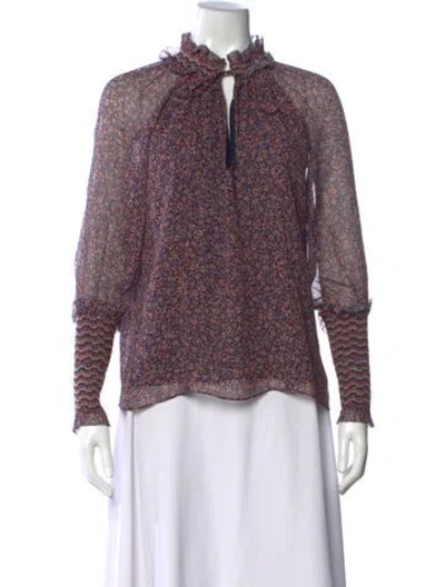 Pre-owned Simkhai Silk Floral Print Blouse In Multi
