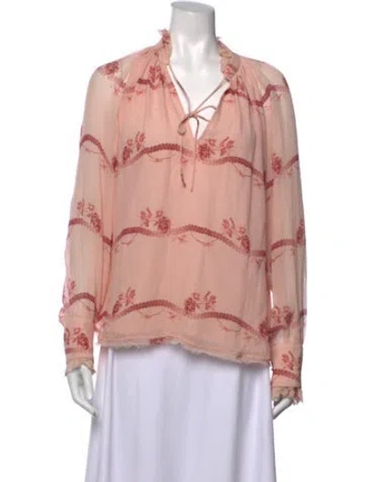 Pre-owned Simkhai Silk Floral Print Blouse In Pink