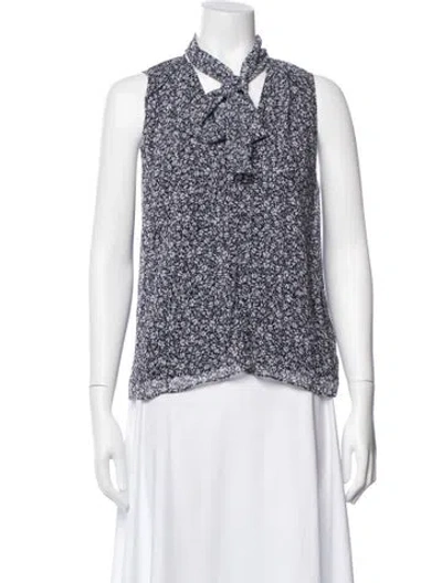 Pre-owned Simkhai Silk Floral Print Top In Blue