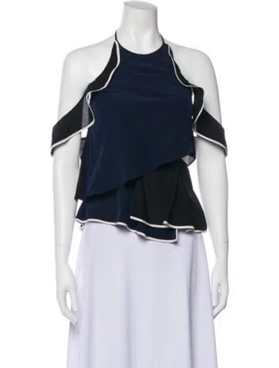 Pre-owned Simkhai Silk Halterneck Top In Blue