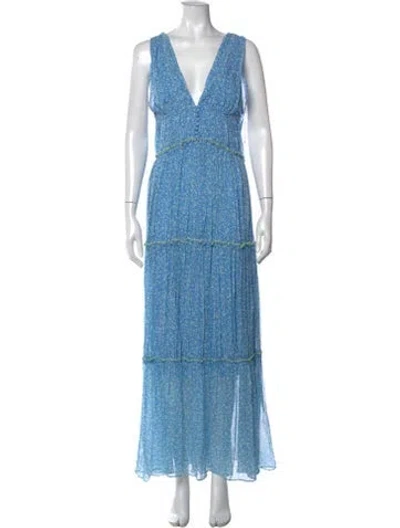 Pre-owned Simkhai Silk Long Dress In Blue
