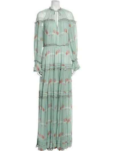 Pre-owned Simkhai Silk Long Dress In Green