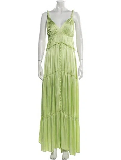 Pre-owned Simkhai Silk Long Dress In Green