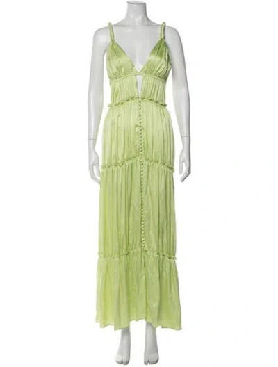 Pre-owned Simkhai Silk Long Dress In Green