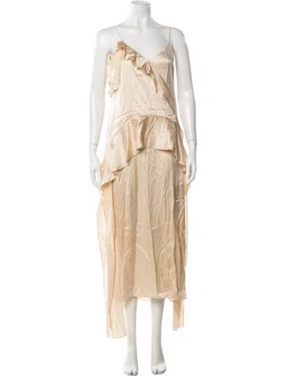 Pre-owned Simkhai Silk Long Dress In Neutral