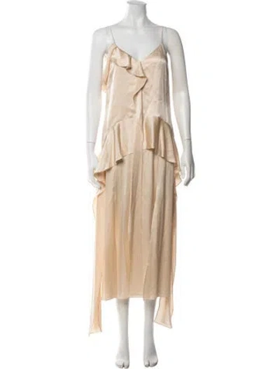 Pre-owned Simkhai Silk Long Dress In Neutrals