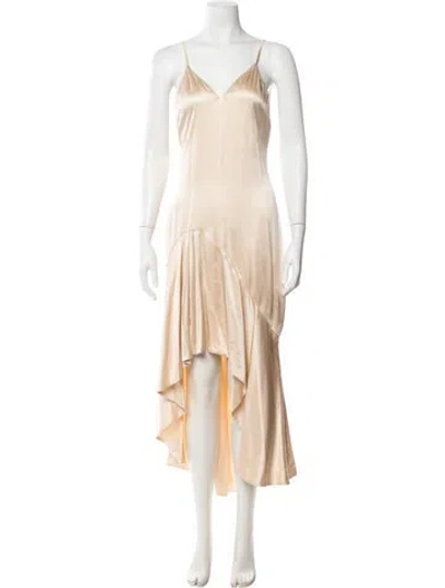 Pre-owned Simkhai Silk Long Dress In Neutrals