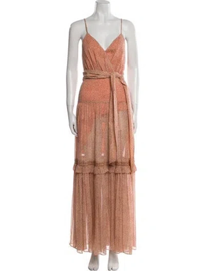 Pre-owned Simkhai Silk Long Dress In Orange