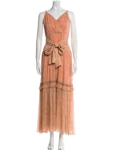 Pre-owned Simkhai Silk Long Dress In Orange
