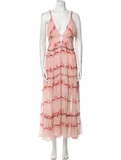 Pre-owned Simkhai Silk Long Dress In Pink