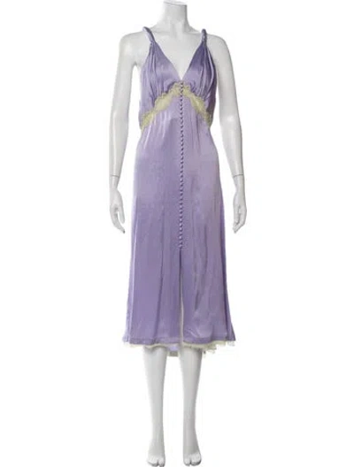 Pre-owned Simkhai Silk Long Dress In Purple
